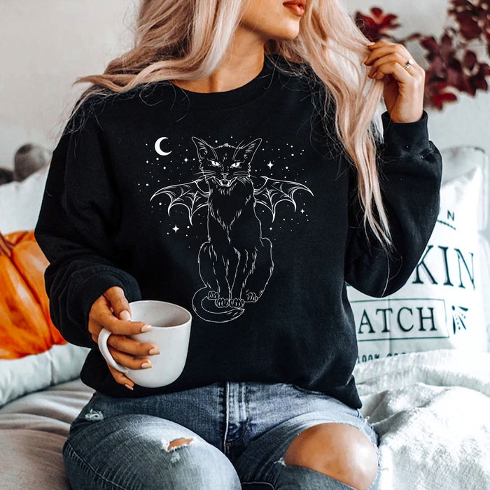 Black Cat Halloween Moon Sweatshirt