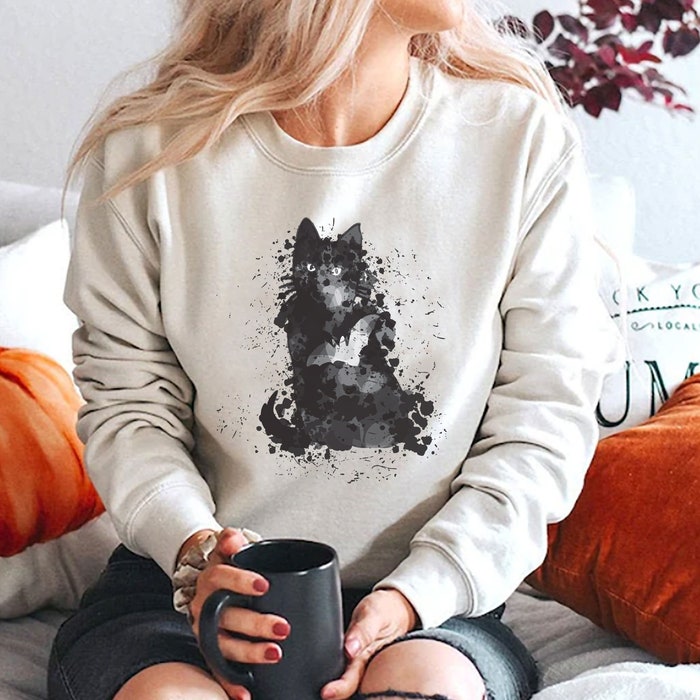 Black Cat Halloween Moon Sweatshirt