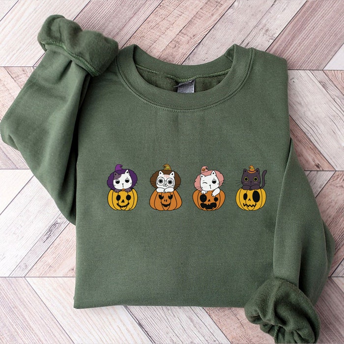 Cute Cats On Pumpkin Sweatshirt