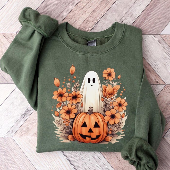 Ghost Pumpkin Floral Sweatshirt