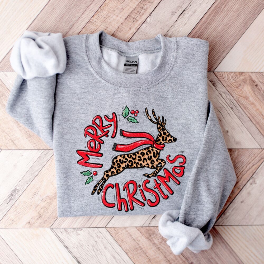 Leopard Reindeer Christmas Sweatshirt