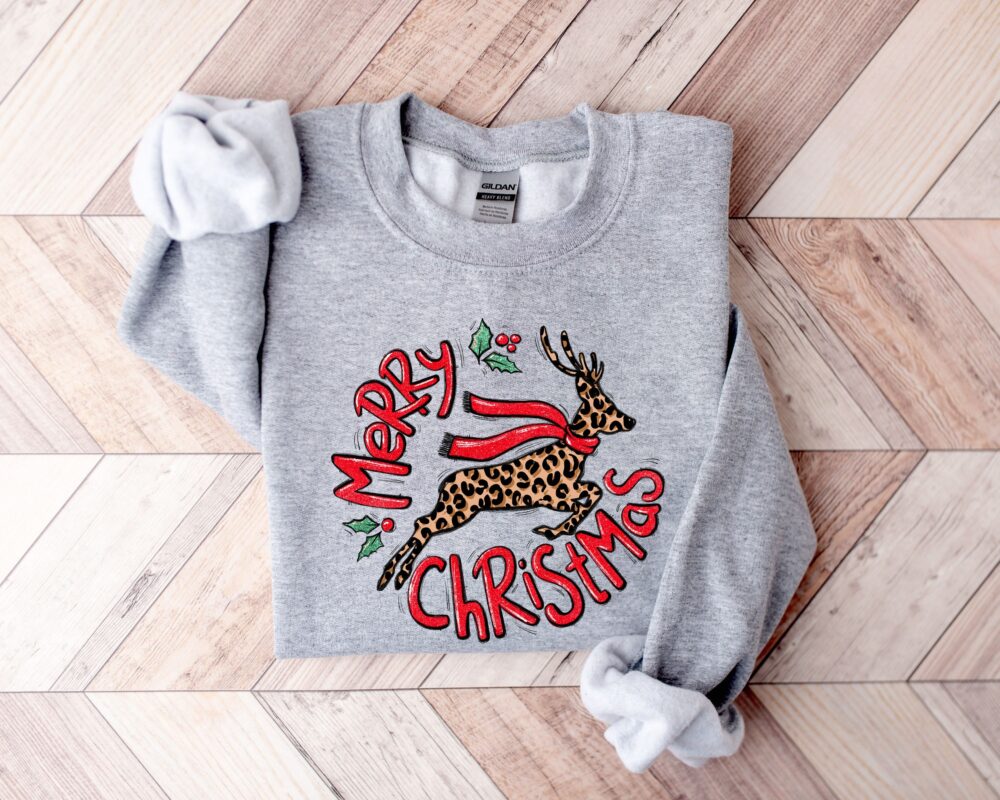 Leopard Reindeer Christmas Sweatshirt