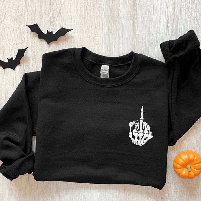 Skeleton Middle Finger Halloween Sweatshirt